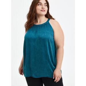 NWT Torrid Teal Sleeveless Satin Charmeuse Goddess Neck Tank Top Women's Size 1